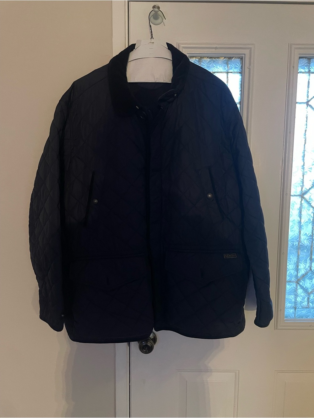 Ralph Lauren Navy Quilted Puffer Jacket with Cord Collar